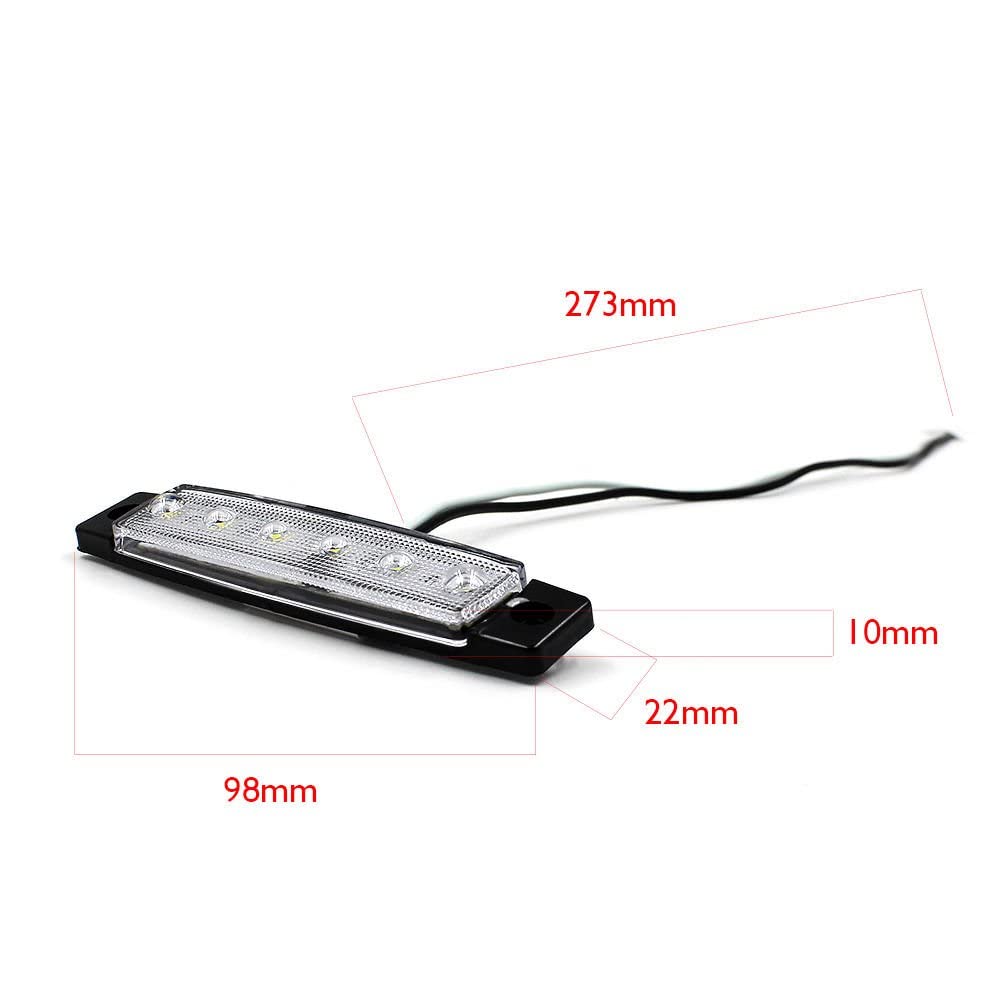 Eaglerich 10pcs 24v 3.8" 6 LED White Side Marker Truck Trailer Boss Bus Cab Marker Light RV