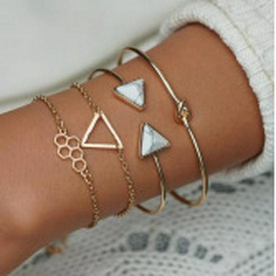 

Стильный женский комплект из сплава с цепочкой-коготь со звездой и луной и бриллиантами (4 шт)