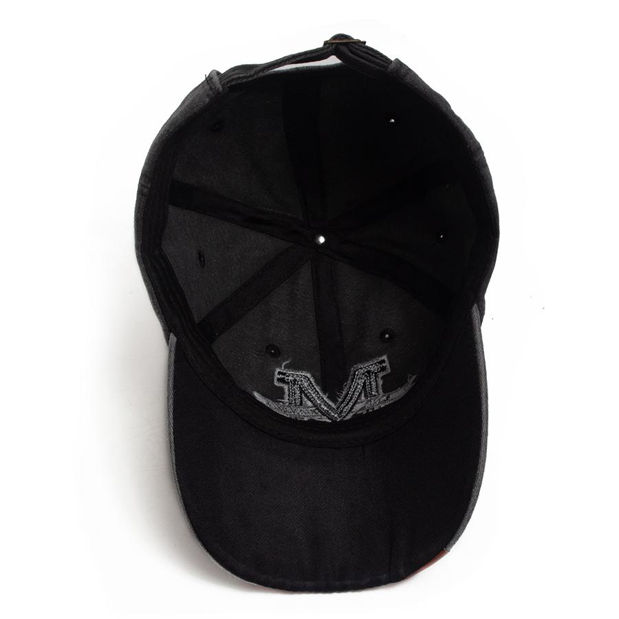 Großer M-Buchstabe 3D-Stickerei Baseballkappe Herren Vintage Weiches Oberteil PU-Lederbesatz Schirm Damenmütze Outdoor Freizeit Sonnenschutz Snapback