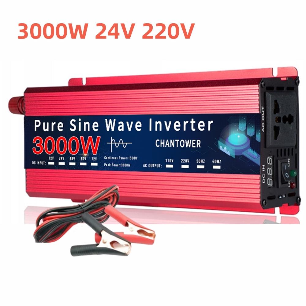 Pure Sine Wave Inverter 12V 220V 24V 110V 1600W 3000W DC To AC Portable Power Converter Car Solar Inverter