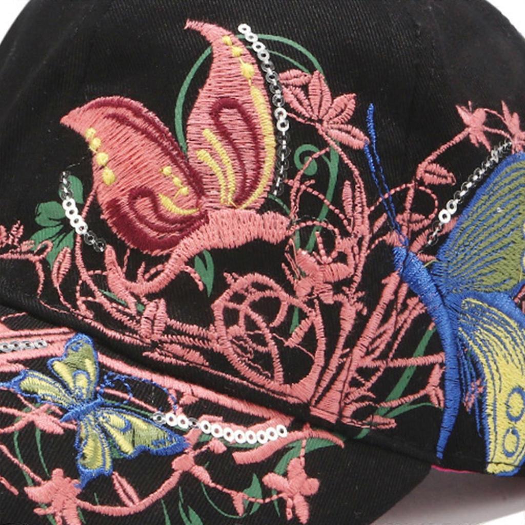 Butterfly Embroidered Sun Hat Comfortable Breathable Baseball Hat For Women Outdoor Cycling Running Tennis Hiking  White