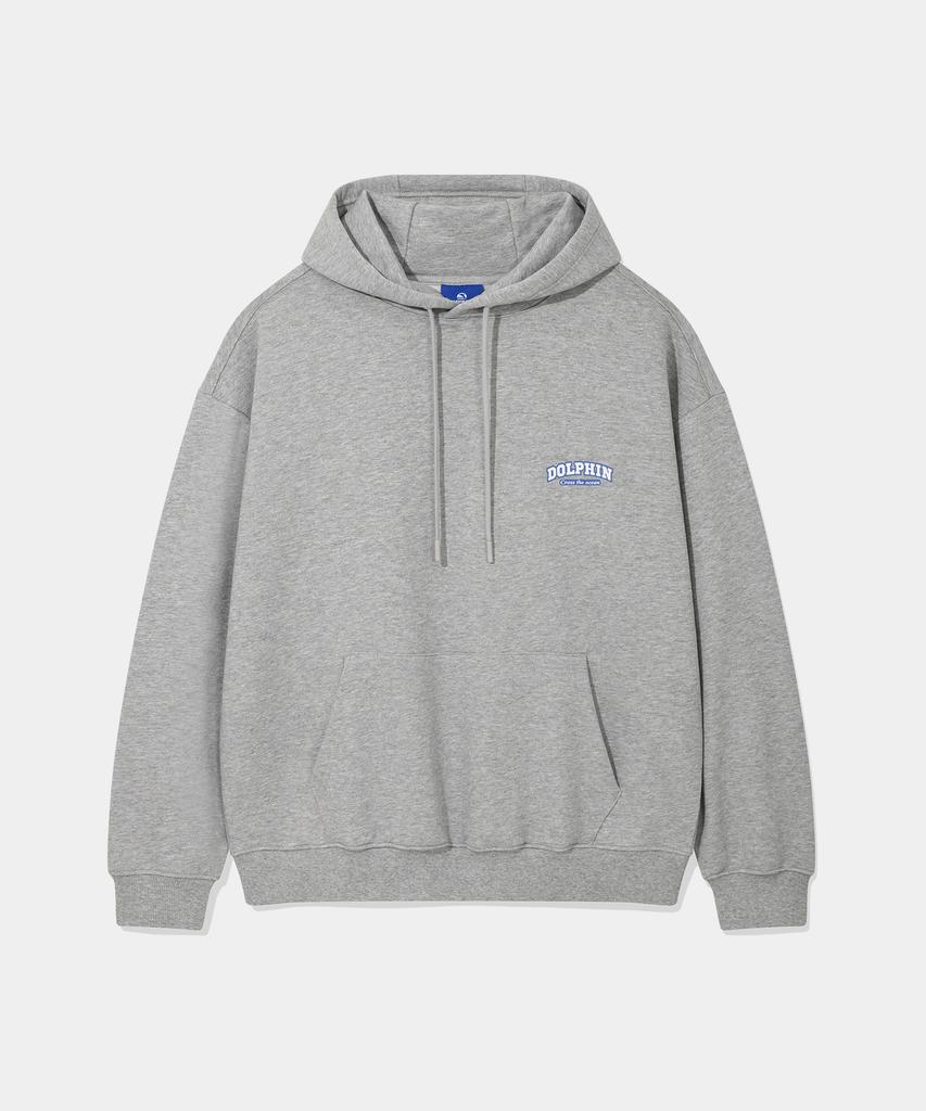 [Set] Dolphin Silicone Print Hoodie & One-Pleat Pants Melange Grey