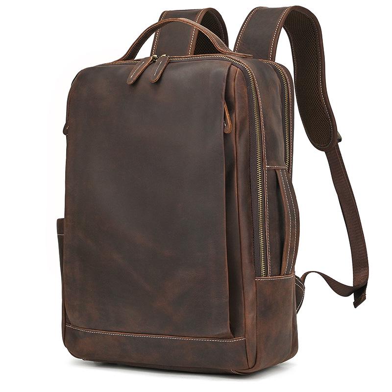 Vintage Crazy Horse Leder Rucksack für Damen und Herren - Echte Leder Reise- und Schultasche