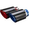 1PC 63MM Universal Car Real Carbon Fiber Exhaust System Muffler Tip Tail Stainless Decorations Straight Trim(Color:Red 63-89mm)