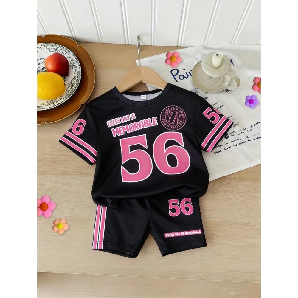 

Sports Style Number 56 Letter Printed Girl Color Set 140
