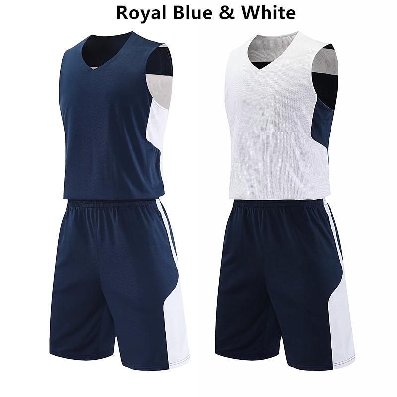 Double-sided Wearable Basketball Uniforms Men Kids Basketball Jersey Suits Breathable Double Layer Vest, Single Layer Shorts