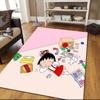 Chibi Maruko‑chan2 Flannel Pattern Square Carpet,Area Rug,Carpet Rug for Living Room Bedroom Sofa Playroom Decor,Non-slip Floor Mat