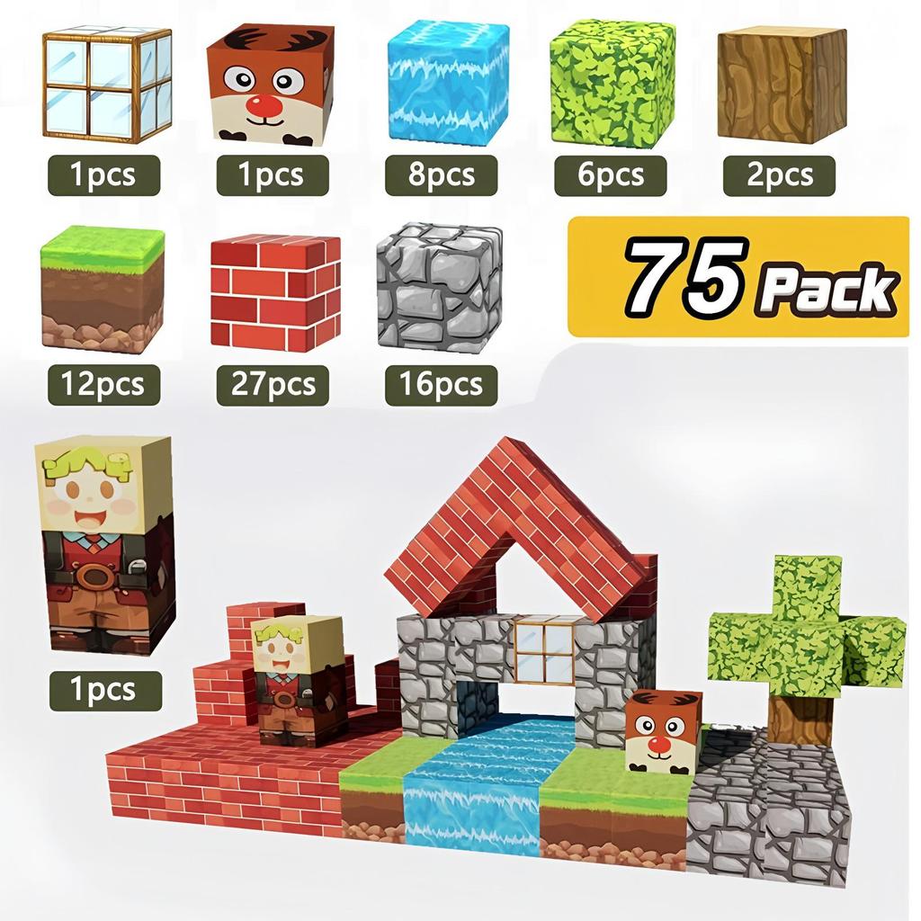 My Magnetic Block World: Primeval Forest Series Educational Building Cubes for Children