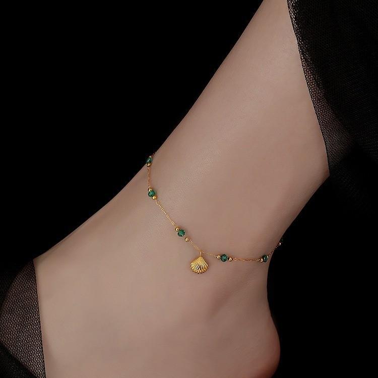 Trendy Double Layer Titanium Steel Love Heart Anklet Gold Versatile Foot Jewelry Set