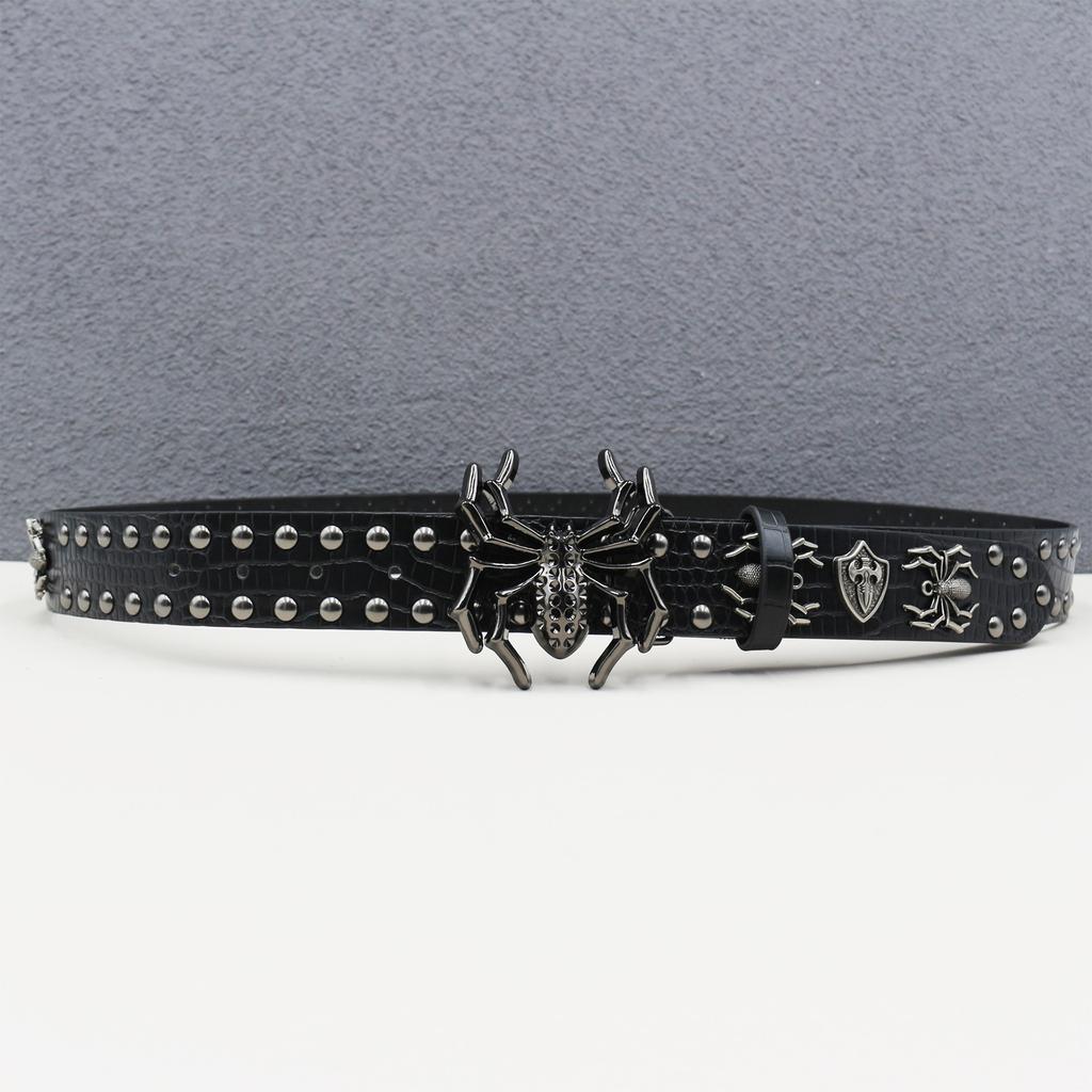Nieten Beschläge Gürtel Krokodil Spinne Schild Zubehör Punk Gürtel Goth Schwerindustrie Gürtel