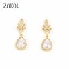 ZAKOL New Classic Cubic Zircon Drop Earring for Women Fashion Crystal Elegant Bridal Wedding Party Jewelry Gifts