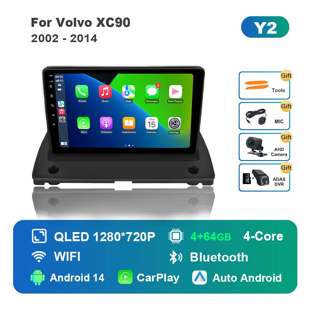 Bluetooth WiFi GPS Navigation Android 14 System for Volvo XC90 2002 - 2014 IPS Touch Screen Car Radio Multimedia player 4G