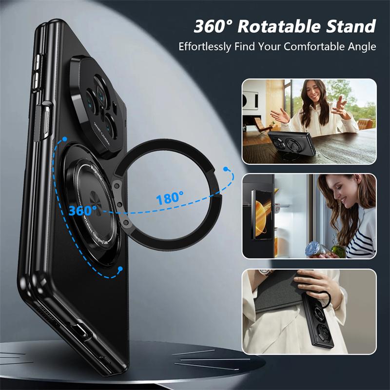 Matte Solid Color Phone Case for Honor Magic V3 v3 Hard Shell Protection Shockproof Film Protector with Holder Cover
