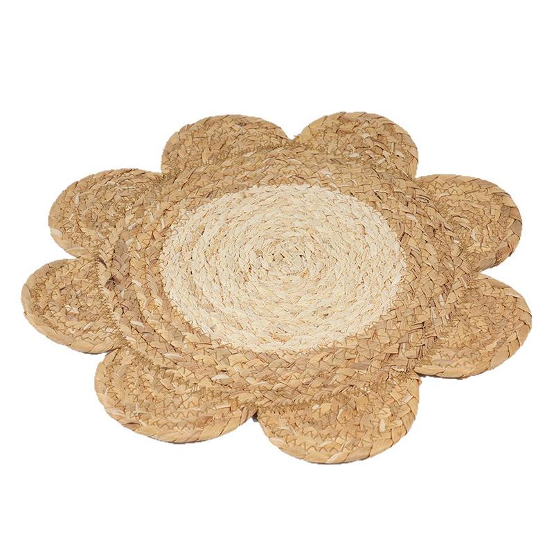 1PC Woven Heat-Resistant Flower-Shaped Eco-Friendly Placemat Insulating Husk Multi-Purpose Natural Home-Use Corn Durable