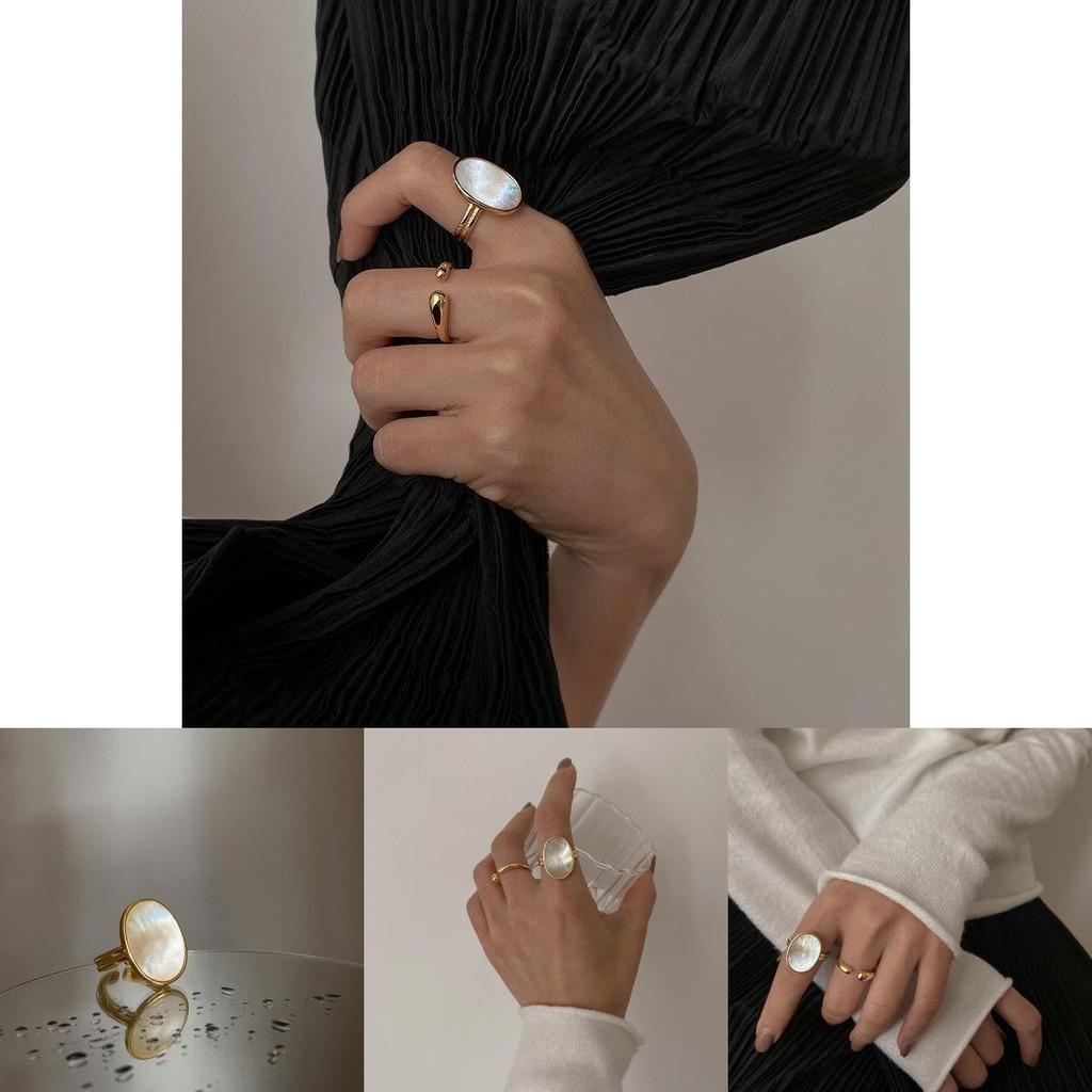 Fashionable S925 Pure Silver Oval Open Shell Ring Ideal For Unique Gift Giving Occasions