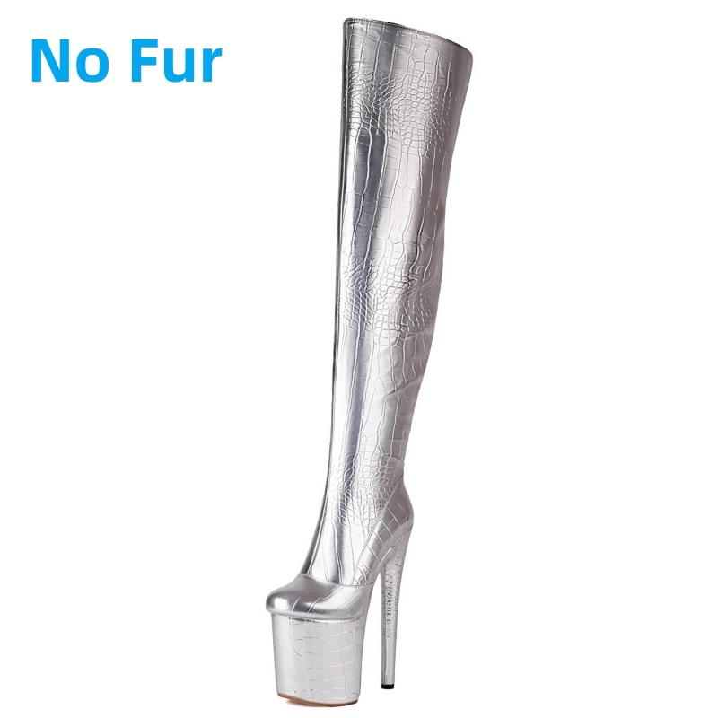 Luxury Over the Knee High Boots Women Platform Sexy 20cm Super High Heels Party Dance Club Shoes Ladies Gold Silver Long Boot