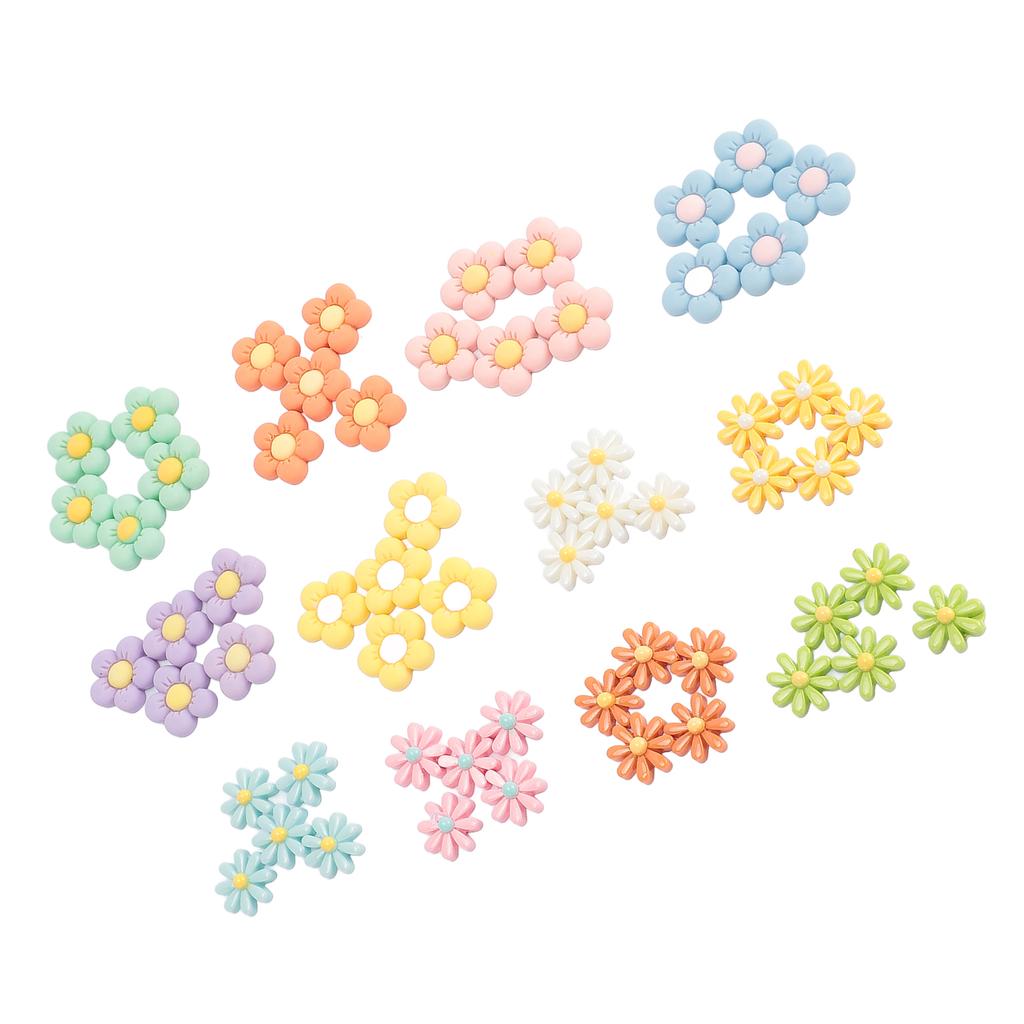 60PCS Set Resin Flower Charm Lightweight Slick Flower Charms Embellishment for Handcraft