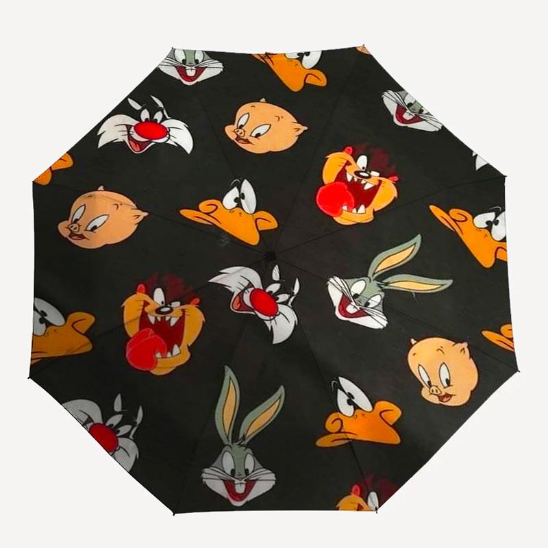 1pc Looney Tunes Fabric Print Umbrella with Plastic Handle,Cartoon Pattern,Suitable for All Seasons Multi-functional Umbrella415