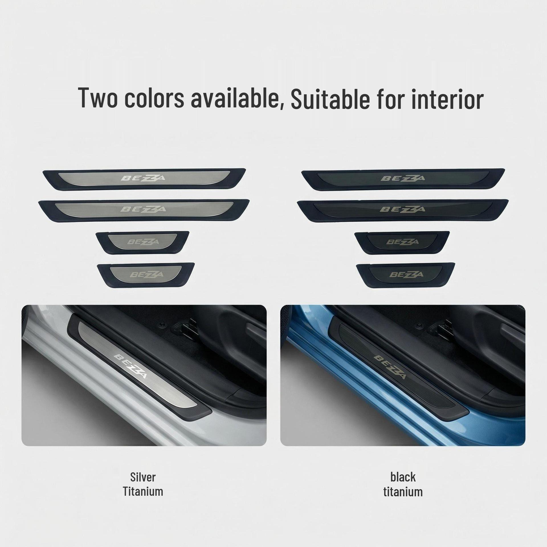

Becca BEZZA Anti-Scratch Plastic Door Sill Strip (No Lights) Silver Titanium