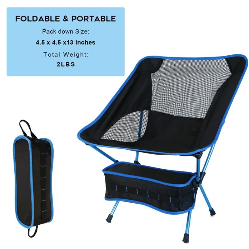 Detachable Portable Folding Moon Chair Outdoor Camping Chairs Beach Fishing Chair Ultralight Travel Hiking Picnic Seat Tools Soft and Comfortable
