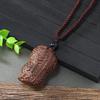 Hand-carved mahogany necklace retro femininity long autumn and winter sweater chain cotton and linen accessories