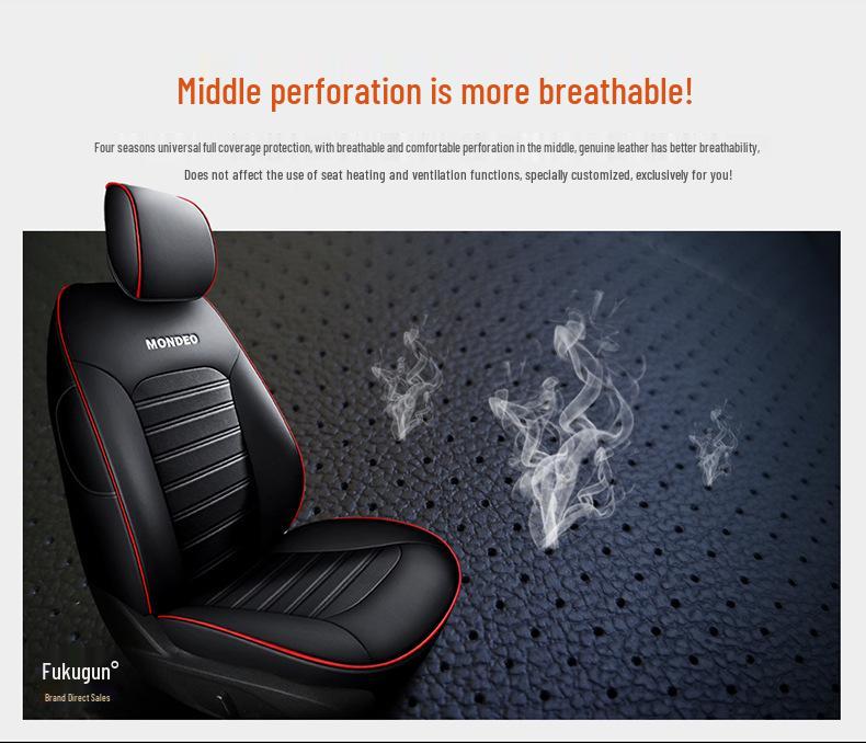 Perforated Genuine Leather Car Seat Cushion for Ford Mondeo, One Version, Five Seats