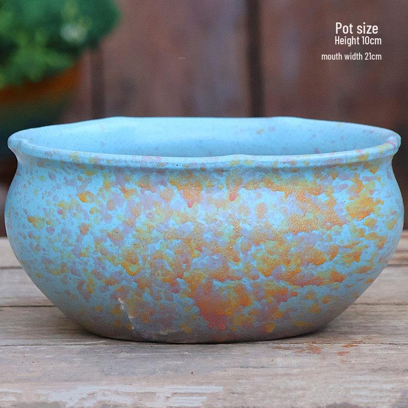 Stor Handgjord Keramik Kruka för Suckulenter och Grönska, Andningsbar Lerkruka i Lila Lera