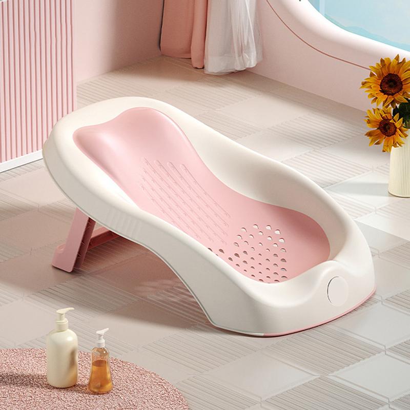 Foldable Baby Bath Seat - Non-Slip Pp Shower Net Support, Ergonomic Backrest Design, Easy-Clean Christmas Gift For Toddlers
