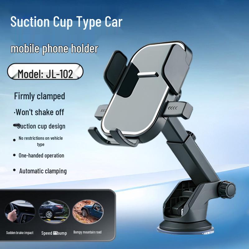 Universal Car Phone Holder with Suction Cup & Automatic Lock for Dashboard Navigation