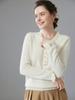 Solid Color Women's Cashmere Knit V-Neck Lace Top