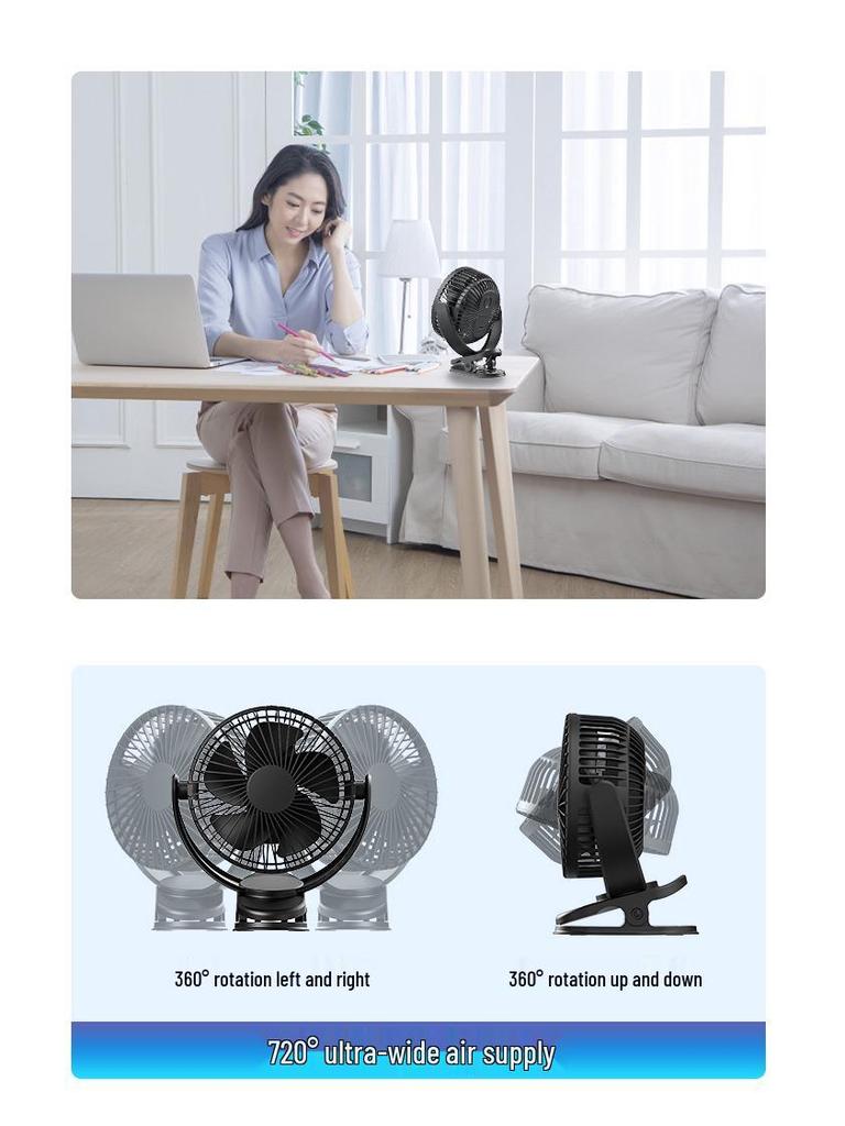 Portable USB Rechargeable Fan: Silent, Dual-Use, Long Battery Life, Strong Wind for Dorm, Office, or Home