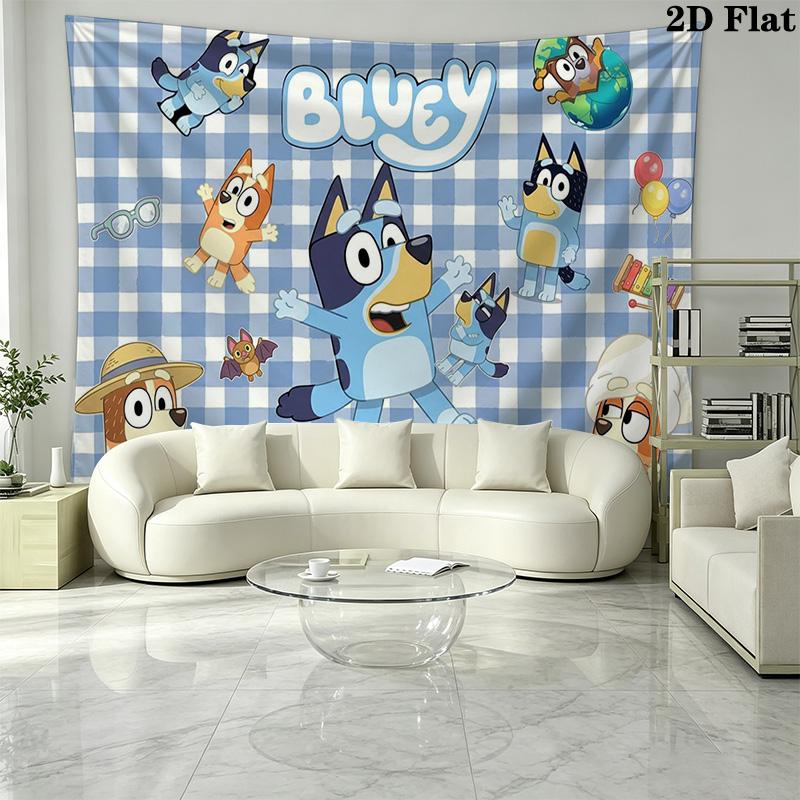Bluey Wall Tapestry Aesthetic Wall Hanging Printed Fabric Blanket Decorative Tapestries for Bedroom Living Room Home Decor