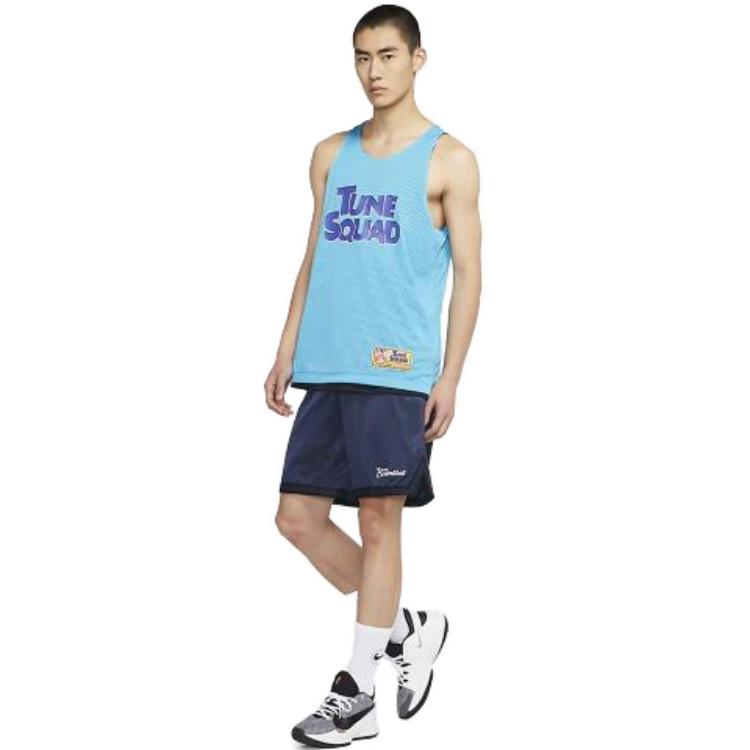 Nike Pantalones cortos deportivos casuales bordados transpirables con cordón a rayas de corte holgado para hombre Azul DA5710-419