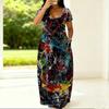 Women Loose Round Neck Short Sleeve Gown Plus Size Stylish Outfit Ideal For Summer Outdoor Activities