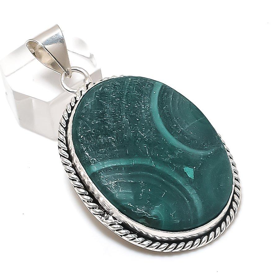 

Natural Malachite Gemstone 925 Sterling Silver Jewelry Pendant 2.29 O0E59