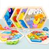 3D Wooden Puzzles for Kid Educational Montessori Toy Cartoon Animal Fine Motor Training Hand Grasp Board Gift Jigsaw Toy Gift