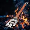 Multi-functional Barbecue Tool Set, Stainless Steel Scraper With Wooden Handle, Fork And Bottle Opener. Barbecue Accessories And Men's Barbecue Gifts.