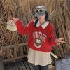 Large Size Women's Lamb Wool Lapel Print Sweater Winter New Pullover Fleece Thermal Top 431928