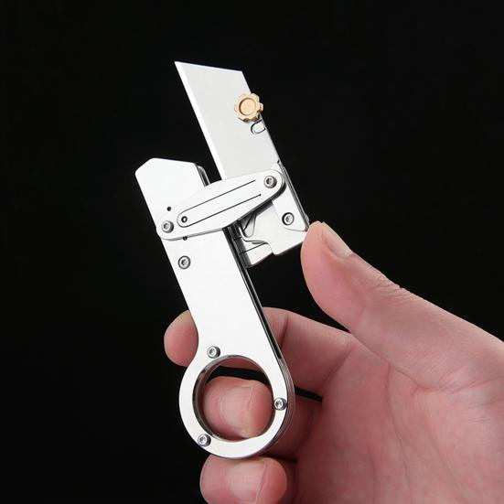 Stainless Steel Folding Cutter Stress Relief Fidget Toy Heavy Duty Pocket Size Cutter Portable Collapsible Cutting Tools