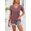 2026 Spring/Summer New Solid Color V-Neck Loose Lace Short-Sleeve T-Shirt for Women