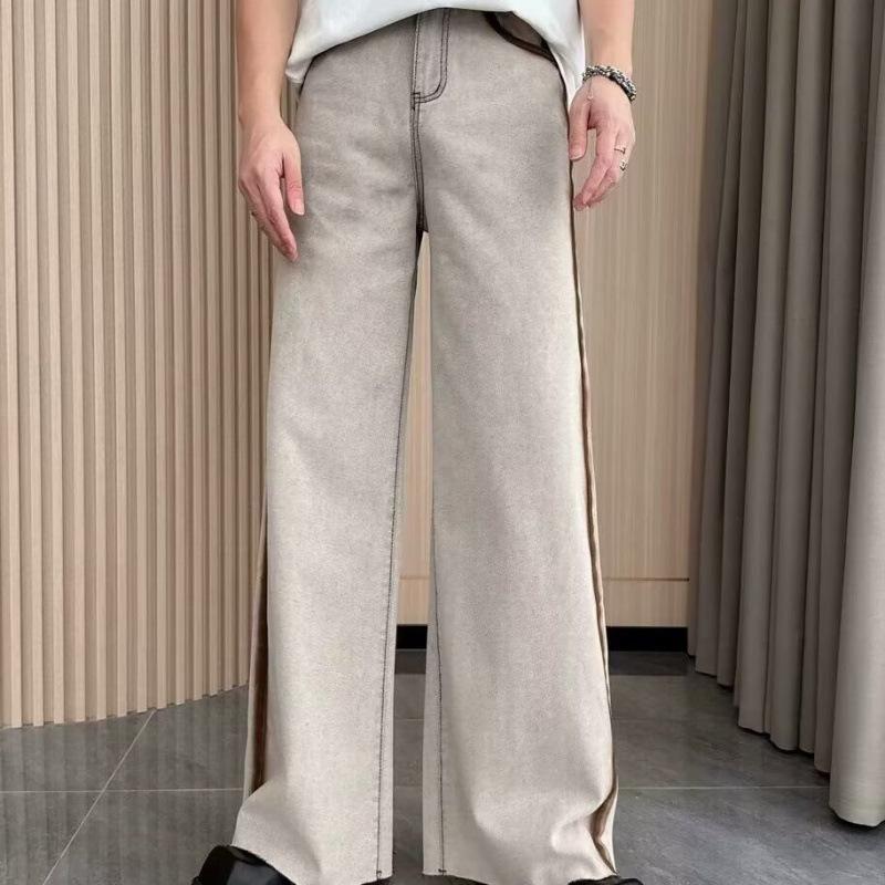 JYL Men s Wide-Leg Jeans New Painting Wasteland  Summer Floor-Length Straight Denim L светлый