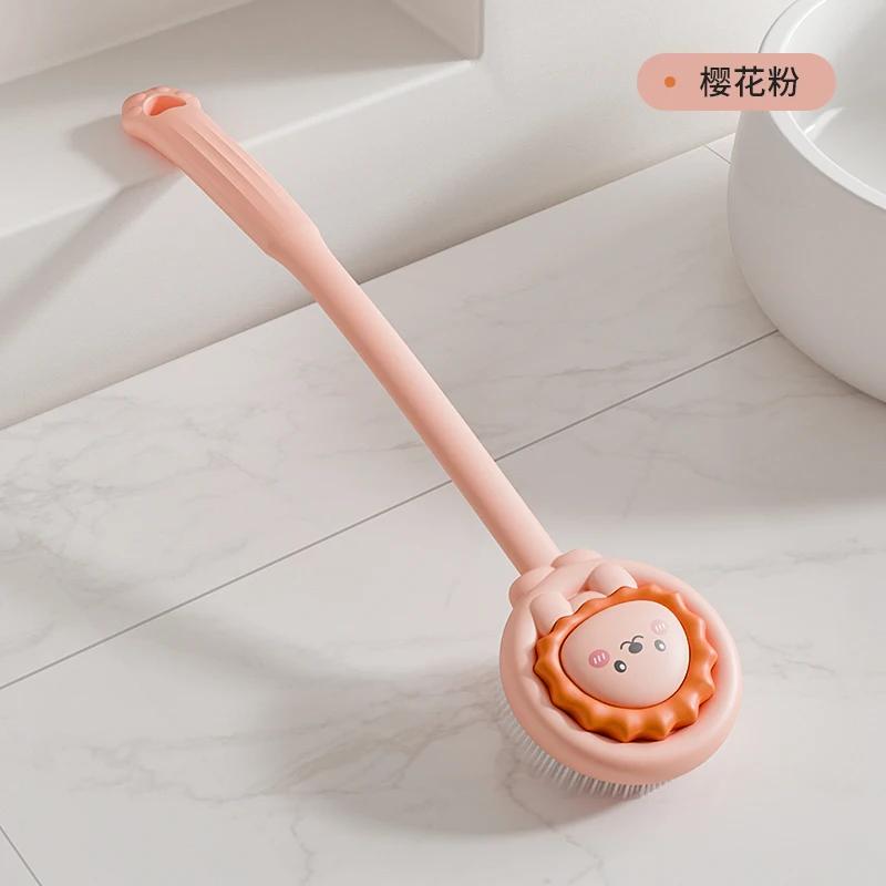 

Children s Bath Brush Scrub Back Artifact Bathroom Products Creative Baby Scrub Towel Body Soft Bristle Long Handle Bath Brush рожевий
