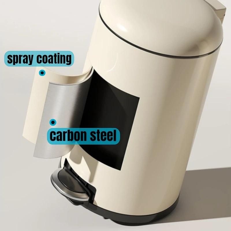 Creative Metallic Waste Bins Living Room Trash Can Paper Basket Pedal-operated Waste Bins Odor-proof Trash Can Household Cleanin