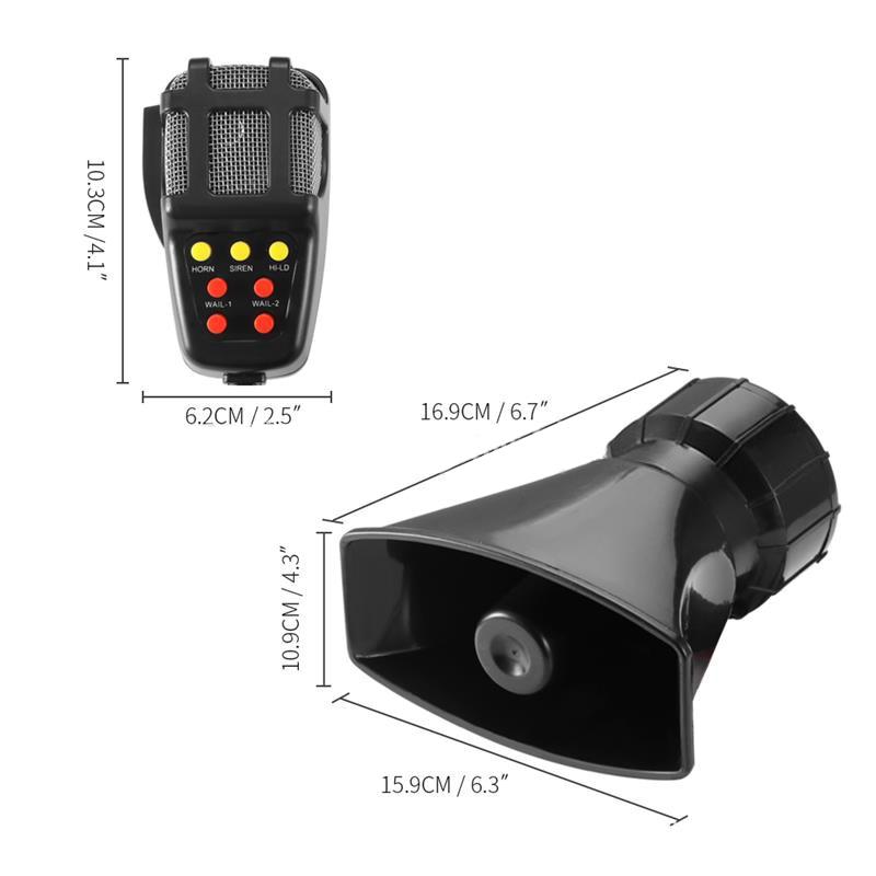 7-Sound Loud Car Warning Alarm Truck Alarm Loudspeaker 12V Siren Air Horn 110DB Megaphone Police Firemen Car Warning Alarm