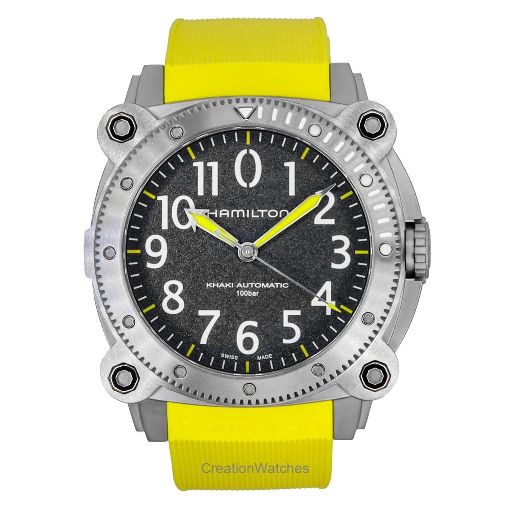 Hamilton Khaki Navy Belowzero Rubber Strap Grey Dial Automatic Diver's H78535380 1000M Men's Watch