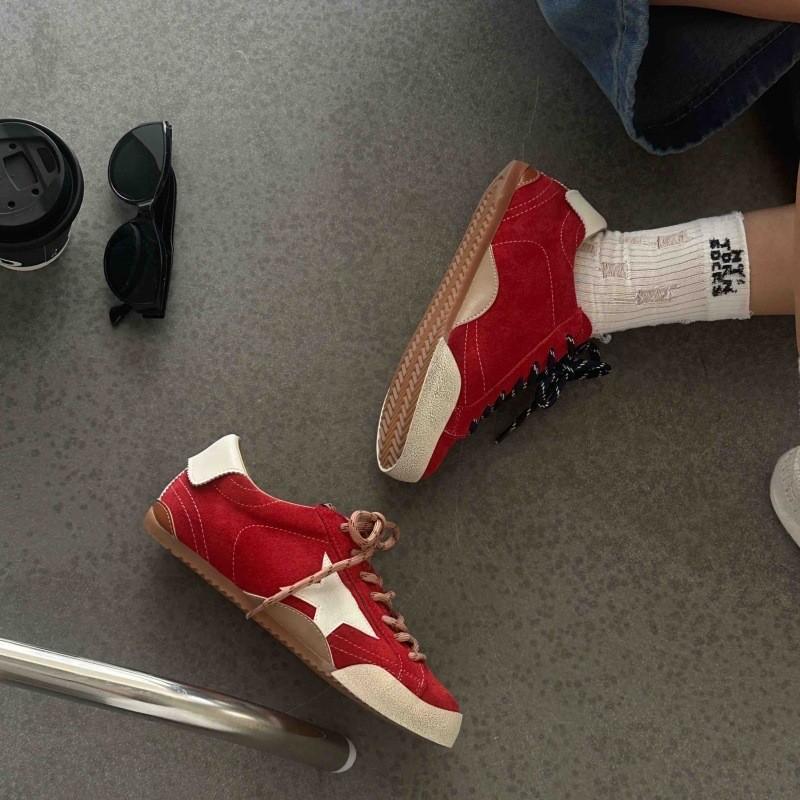 Leather retro German training shoes women's 2025 new versatile small dirty shoes lace-up flat casual sports board shoes women