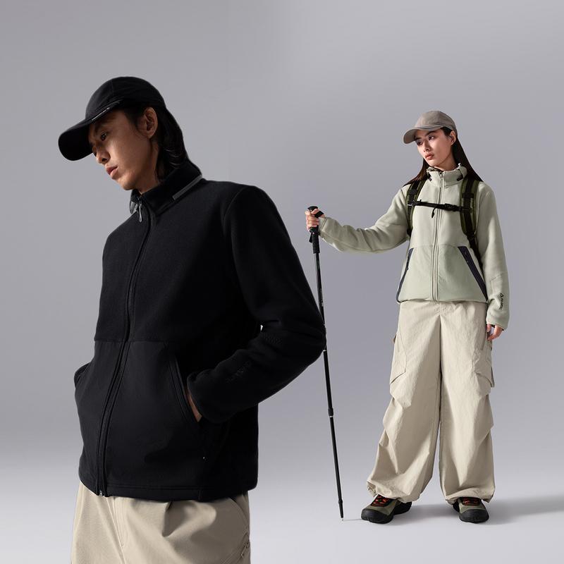 Li Ning CF Suo Stand Collar Zipper Fleece Warm Hoodie Unisex hoodie Black AWDU963-4