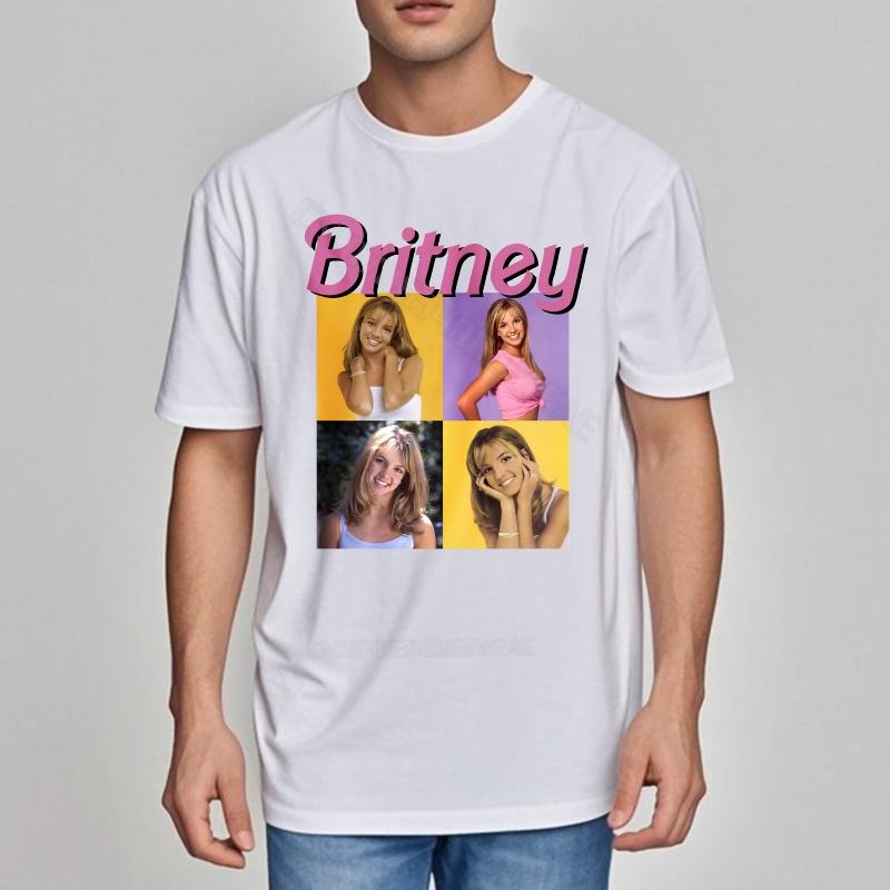T Shirt Unisex Cotton Solid Color Tshirt Britney Spears Photo Collage Design Short sleeve Cotton Tshirt Classic Soft Cotton