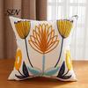 Floral Pattern Throw Pillow Shams Farmhouse Cushion Cover, 3D Flower Embroidery Decorative Light Luxury Bed Covers Case for Living Room Couch