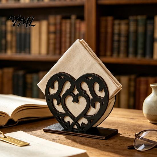 Elegant Table Napkin Organizer Rustic Wooden Holder, Free Standing Paper Dispenser, Modern Small Stand for Dining Coffee Bar Home Farmhouse Decor Pine